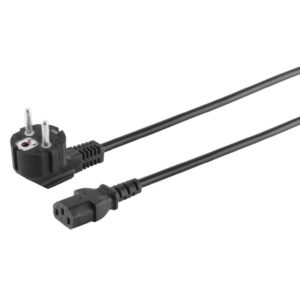 Netzanschlusskabel, Schutzkontaktstecker 90° auf Kaltgerätebuchse